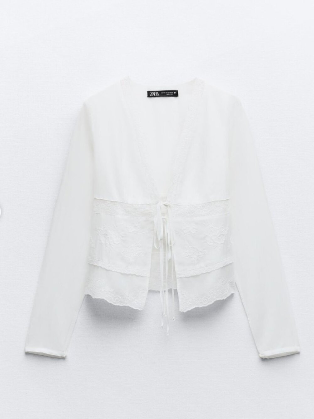 ZARA Embroidered Shirt With Ties